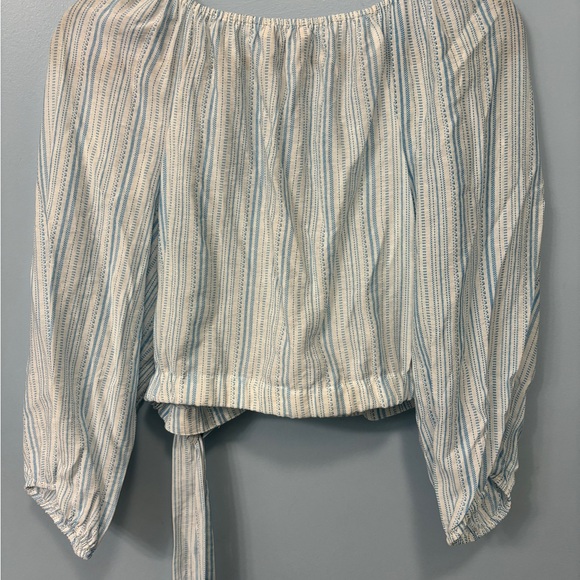 BCGeneration Women’s 3/4 sleeve V neck surplice side tie crop top NWT - Picture 3 of 5